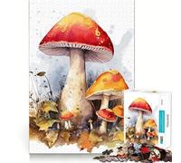 Watercolor Mushroom 1000 Piece Jigsaws for Adults Brain Recall Game Tight Interlock No Gaps Calming Mental Break Activity (50x75cm)