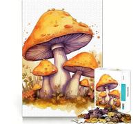 Watercolor Mushroom 1000-piece Puzzle for Teenagers Mind Skill Fun Uniform Size Precise Pieces Relaxing Indoor Group Activity (38x26cm)