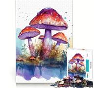Watercolor Mushroom 1000 Piece Teenager Puzzles Brain Boosting Play Tight Interlock No Gaps Relaxing Indoor Group Activity (50x75cm)