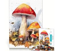 Watercolor Mushroom 1000 Piece Teenager Puzzles Brain Boosting Play Tight Interlock No Gaps Relaxing Indoor Group Activity (38x26cm)