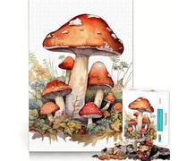 Watercolor Mushroom 1000 Piece Teenager Puzzles Mental Focus Game Precision Cut Smooth Edges Christmas Stocking Stuffer Game (50x75cm)