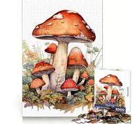 Watercolor Mushroom 1000 Pieces Jigsaw Puzzles for Adults Brain Strength Peaceful Recreation Firm Interlock Best Gift (38x26cm)