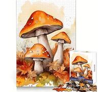 Watercolor Mushroom 1000 Pieces Jigsaws Adults Puzzles Gifts Logical Skill Peaceful Escape Precise Join Perfect Xmas (50x75cm)