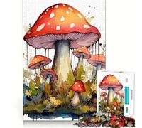 Watercolor Mushroom 1000 Pieces Puzzles for Teenagers Mind Boost Fun High Accuracy Cutting Craft Calming Mental Break Activity (50x75cm)