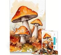 Watercolor Mushroom Adults 1000 Pieces Puzzle Mind Training Fun Burr Free Clean Cut Pieces Heartwarming Gathering Activity (38x26cm)