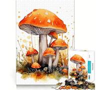Watercolor Mushroom Adults 1000 Pieces Puzzle Mind Training Fun Burr Free Clean Cut Pieces Heartwarming Gathering Activity (38x26cm)