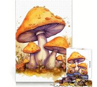 Watercolor Mushroom for Adults 1000 Piece Jigsaw Puzzle Boost Memory Tranquil Pastime Quality Cut Bday Surprise (38x26cm)