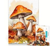 Watercolor Mushroom Jigsaw 1000 Pieces Focus Building Toy Zero Gap Rewarding Activity for Rainy Days (38x52cm)