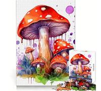 Watercolor Mushroom Jigsaw 1000 Pieces for Teenagers Reasoning Skill Serene Escape Sharp Cut Thoughtful Gift (38x52cm)