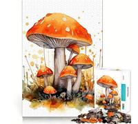 Watercolor Mushroom Jigsaw for Adults 1000 Pieces Brain Memory Game Laser Cut for Flawless Fit Unique Gift for Stress Relief (50x75cm)