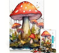 Watercolor Mushroom Jigsaw for Adults1000 Pieces Brain Focus Game Precision Cut Smooth Edges Amusing Challenge for Waiting Time (38x52cm)