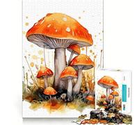 Watercolor Mushroom Jigsaw for Teenagers 1000 Pieces Memory Fun Game Smooth Burr Free Surface Birthday Gift Brain Teaser Toy (38x52cm)