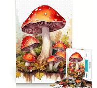 Watercolor Mushroom Jigsaw for Teenagers 1000 Pieces Memory Fun Game Smooth Burr Free Surface Birthday Gift Brain Teaser Toy (38x26cm)