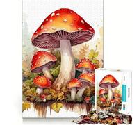 Watercolor Mushroom Jigsaw for Teenagers 1000 Pieces Mental Improve Play Uniform Size Precise Pieces Family Fun Night Activity (50x75cm)