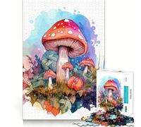 Watercolor Mushroom Jigsaw Puzzle 1000 Mental Recall Game High Accuracy Cutting Craft Interactive Brain Challenge for Home (38x26cm)