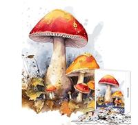 Watercolor Mushroom Jigsaw Puzzle 1000 Piece for Teenagers Serene Peaceful Play Activity Peaceful Calm Stress Relief (38X52cm)