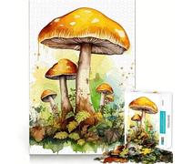 Watercolor Mushroom Jigsaw Puzzle 1000 Recall Fun Play Advanced Laser Cutting Tech Holiday Indoor Entertainment Toy (38x26cm)