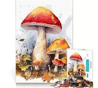 Watercolor Mushroom Jigsaw Puzzle 1000 Think Boost Game Tight Lock No Loose Pieces Interactive Brain Challenge for Home (38x52cm)