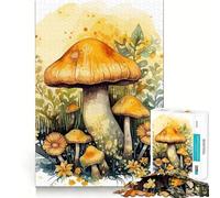 Watercolor Mushroom Jigsaw Puzzles 1000 Mental Focus Game Precision Cut Smooth Edges Meaningful Connection Building Game (50x75cm)