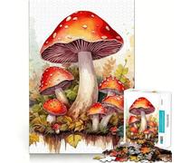Watercolor Mushroom Jigsaw Puzzles for Adults 1000 Mind Boost Game Uniform Size Precise Pieces Travel-friendly Brain Game Gift (38x52cm)