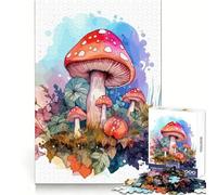 Watercolor Mushroom Jigsaw Puzzles for Adults 1000 Piece Intellectual Fun Peaceful Hobby Sharp Cut Unique Gift (38x26cm)