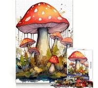 Watercolor Mushroom Jigsaw Puzzles for Adults1000 Piece Brain Stimulation Calm Distraction Premium Cut Birthday Gift (50x75cm)