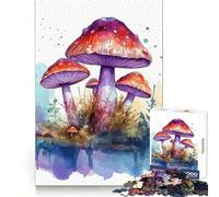 Watercolor Mushroom Jigsaws 1000 Pieces for Adults Mental Sharpness Cozy Pastime Precise Fit Holiday Treat (50x75cm)