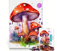 Watercolor Mushroom Jigsaws for Adults1000 Pieces Brain Memory Game Fine Cut Premium Finishing Engaging Way to Pass Free Hours (50x75cm)