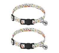 Watercolor Mushrooms Colorful Berries Kitten Collar with Bell 2 Pack Kitten Collars Adjustable Length 10.6" to 17.1"