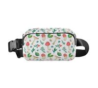 Watercolor Mushrooms Leaves Snail Cute Fanny Waist Pack for Men Women Large Capacity Crossbody Shoulder Bag with Adjustable Strap for Workout Running Hiking, watercolor Mushrooms leaves snail, One