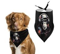 Watercolor Music Monkey Dog Bandana Puppy Cat Scarfs Bibs Washable Triangle Kerchief Pet Gifts
