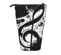 Watercolor Music Note Standing Pencil Case Vintage Art Pen Pouch Holder Telescopic Pencil Bag Pop Up Cosmetics Bag Stationery Organizer for School Office Travel