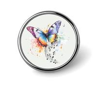 Watercolor Music Notes Butterfly Round Brooch Pin Lapel Pins Tie Suit Dress Accessories Wedding Birthday Gifts for Men Women
