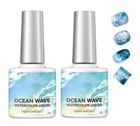 Watercolor Nail Gel - Gradient Aesthetic Nail Polish, Quick Dry Liquid Paint Wave White Gradient Gel,Versatile Fingernail Paint, Bubble Gradient Liquid, Marble Ink Gradient Gel for Salon & Home (2pcs)