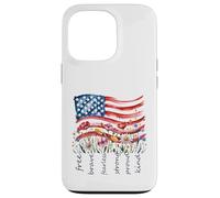 Watercolor National Flag Wildflowers Free Brave Case for iPhone 13 Pro