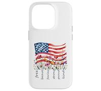 Watercolor National Flag Wildflowers Free Brave Case for iPhone 14 Pro