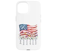 Watercolor National Flag Wildflowers Free Brave Case for iPhone 15