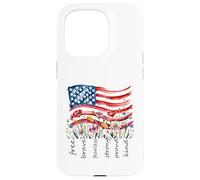 Watercolor National Flag Wildflowers Free Brave Case for iPhone 15 Pro