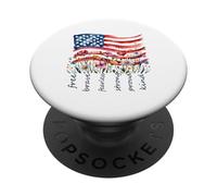 Watercolor National Flag Wildflowers Free Brave PopSockets Adhesive PopGrip