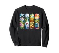 Watercolor Nature Adventure Farm Scenery Art Sweatshirt
