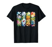 Watercolor Nature Adventure Farm Scenery Art T-Shirt