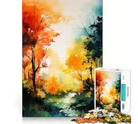 Watercolor Nature Art Jigsaw Puzzle 1000 Think Boost Game Tight Lock No Loose Pieces Interactive Brain Challenge for Home (50x75cm)