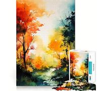 Watercolor Nature Art Jigsaw Puzzles 1000 Piece for Adults Recall Fun Play Firm Fit Secure Assembly Family Fun Night Activity (38x26cm)