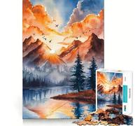 Watercolor Naturescape Adults Puzzles 1000 Piece Jigsaws Recall Skill Fun High Precision Die Cut Easy to Learn Family Enjoyment (38x52cm)