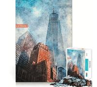 Watercolor New York Adults Puzzles 1000 Piece Jigsaws Recall Skill Fun High Precision Die Cut Easy to Learn Family Enjoyment (38x52cm)