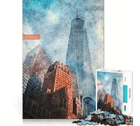 Watercolor New York Jigsaw Puzzle 1000 Recall Fun Play Advanced Laser Cutting Tech Holiday Indoor Entertainment Toy (38x26cm)