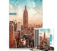 Watercolor New York Jigsaw Puzzles 1000 Pieces Focus Boost Fun Laser Cut for Flawless Fit Bonding Activity for Loved Ones (50x75cm)