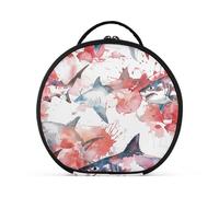 Watercolor Ocean Animal Shark Pearl Red and White Cosmetics Bag Travel-Size Accessories Portable Hanging Travel Toiletry Bag with adjustable dividers 11 IN