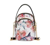 Watercolor Ocean Animal Shark Pearl Red and White trendy proof crossbody bags for women with multi pockets hand bags for wife