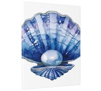 Watercolor Ocean Canvas Wall Art, Blue Shell with Pearl Poster Prints, Summer Nautical Wall Art Decor For Living Room, Bedroom, Bathroom, Unframed 16x20 Inch